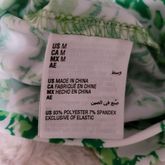 INC Faux Wrap Top Womens Size Medium Green White Side Tie - Picture 8 of 8